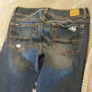 American Eagle super stretch destroyed dark blue s